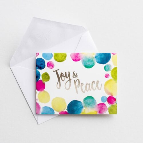 081983621727 Joy And Peace Watercolor Dots Gold Foil