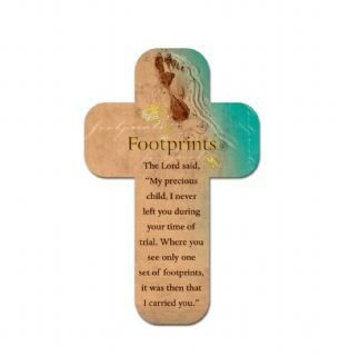 6006937095809 Footprints Cross Bookmark