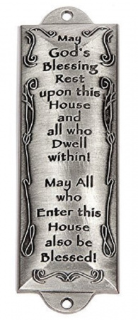 845246007709 Bless This House Pewter Mezuzah Plaque