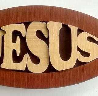 810013850321 Jesus Fish Shaped Wood Plaque