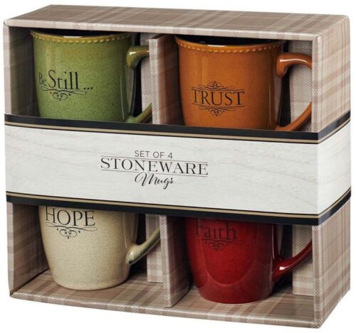 1220000137721 Faith Hope Trust Be Still Stoneware Mug Set